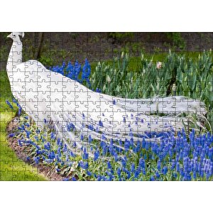 Beyaz Tavus Kuşu Görseli Puzzle Yapboz Mdf Ahşap 255 Parça