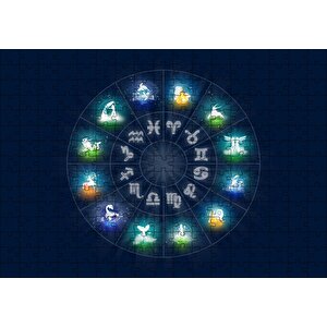 Burçlar Kuşağı Lacivert Arka Plan Puzzle Yapboz Mdf Ahşap 255 Parça