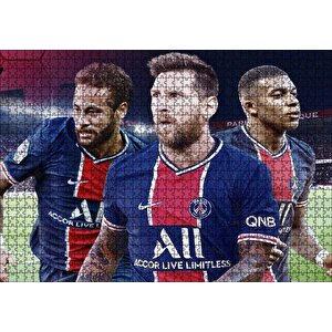 Messi Neymar Mbappe Artık  Bi Arada Puzzle Yapboz Mdf Ahşap 1000 Parça