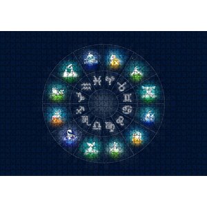 Burçlar Kuşağı Lacivert Arka Plan Puzzle Yapboz Mdf Ahşap 1000 Parça