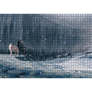 Kayalık Duvar Karlar Beyaz Kurt Ve Şövalye Puzzle Yapboz Mdf Ahşap 1000 Parça