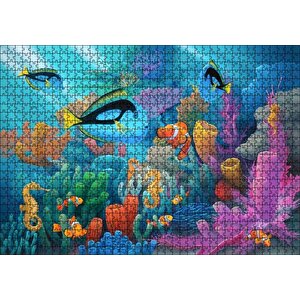 Doğal Ortamında Tropikal Balıklar Ve Mercanlar Puzzle Yapboz Mdf Ahşap 1000 Parça