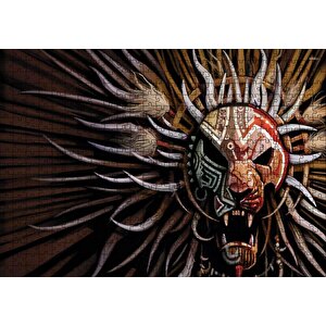 Tribal Aslan Kafası Maske Puzzle Yapboz Mdf Ahşap 500 Parça