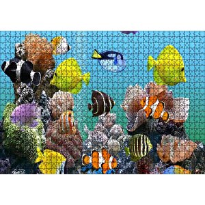 Deniz Akvaryumu Ve Rengarenk Balıklar Puzzle Yapboz Mdf Ahşap 1000 Parça