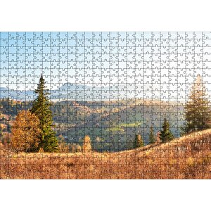 Yeşil Tepelerde Güneşli Bir Gün Puzzle Yapboz Mdf Ahşap 500 Parça