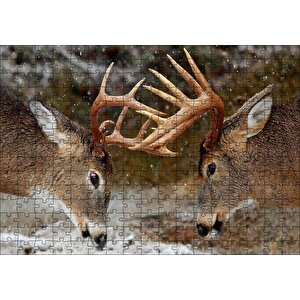 Hakimiyet Mücadelesindeki Geyikler Puzzle Yapboz Mdf Ahşap 255 Parça