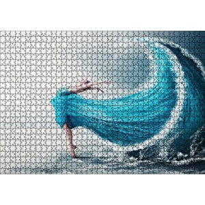 Balerin Ve Dev Dalgadan Oluşan Elbisesi Puzzle Yapboz Mdf Ahşap 1000 Parça