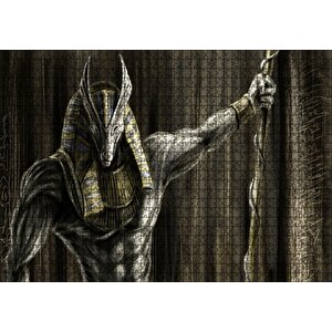 Muhteşem Kaslarıyla Anubis Ve Asası Puzzle Yapboz Mdf Ahşap 1000 Parça
