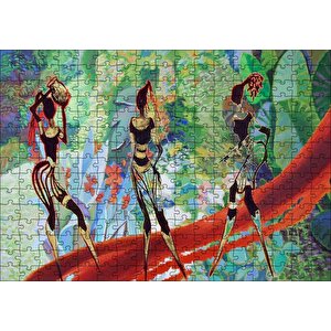 3 Afrikalı Kadın Silüeti Ve Renkler Puzzle Yapboz Mdf Ahşap 255 Parça