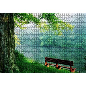 Sisli Ormandaki Nehir Ve Boş Bank Puzzle Yapboz Mdf Ahşap 1000 Parça