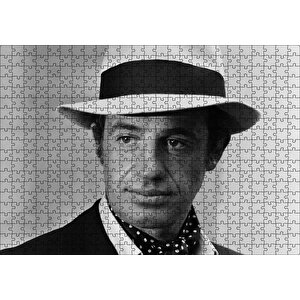 Jean Paul Belmondo Fötr Şapkalı Siyah Beyaz Puzzle Yapboz Mdf Ahşap 500 Parça