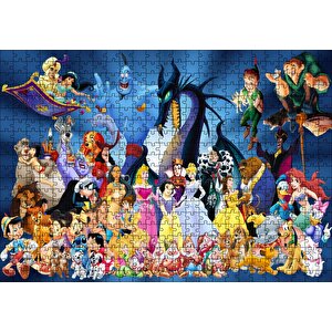 Disney Masal Kahramanları Bir Arada Puzzle Yapboz Mdf Ahşap 500 Parça