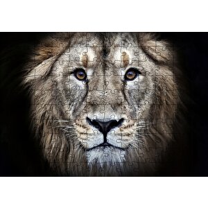 Erkek Aslan Siyah Zemin Puzzle Yapboz Mdf Ahşap 120 Parça