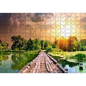 Cakapuzzle Tahta İskele Şimşekli Gökler Ve Güneşli Hava Puzzle Yapboz Mdf Ahşap