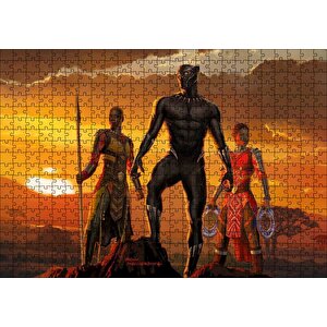 Günbatımında Afrikalı Savaşçı Ve Kadın Savaşçılar Puzzle Yapboz Mdf Ahşap 500 Parça