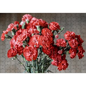 Bir Demet Kırmızı Yabani Karanfil Puzzle Yapboz Mdf Ahşap 255 Parça