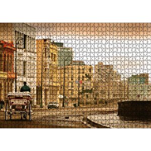 Küba'da Tenha Bir Cadde Puzzle Yapboz Mdf Ahşap 1000 Parça