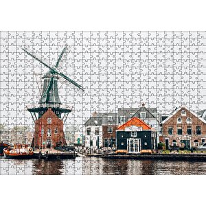Hollanda Yeldeğirmeni Ve Şirin Kasaba Puzzle Yapboz Mdf Ahşap 500 Parça