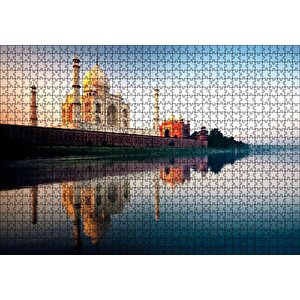 Tac Mahal Ve Durgun Sudaki Aksi Puzzle Yapboz Mdf Ahşap 1000 Parça