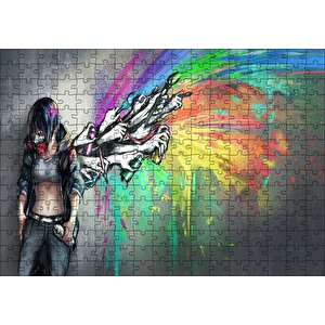 Graffiti Sanatçısı Kız Ve Özgür Kalan Sanatı Puzzle Yapboz Mdf Ahşap 255 Parça