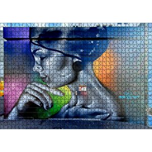 Duvar Boyama Genç Kadın Profil Puzzle Yapboz Mdf Ahşap 1000 Parça