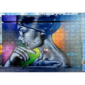 Duvar Boyama Genç Kadın Profil Puzzle Yapboz Mdf Ahşap 255 Parça