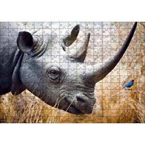 Gergedan Başı Yakın Çekim Puzzle Yapboz Mdf Ahşap 255 Parça