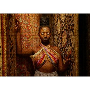 Afrikalı Duru Güzellik Ve Yöresel Kıyafeti Puzzle Yapboz Mdf Ahşap 500 Parça