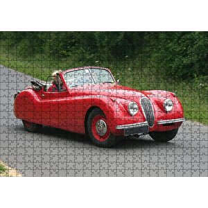 Kırmızı Jaguar Xk 120 Puzzle Yapboz Mdf Ahşap 500 Parça