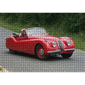 Kırmızı Jaguar Xk 120 Puzzle Yapboz Mdf Ahşap 1000 Parça