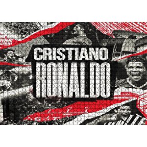 Cristiano Ronaldo Büyük Yazı Ve Kompozisyon Puzzle Yapboz Mdf Ahşap 1000 Parça
