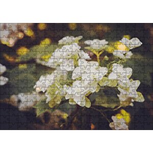 Dalda Bembeyaz Çiçekler Flu Arka Plan Puzzle Yapboz Mdf Ahşap 255 Parça