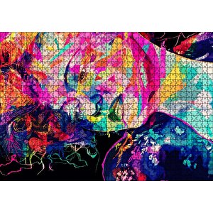 Kadın Yüzü Ve Renk Patlaması Puzzle Yapboz Mdf Ahşap 1000 Parça