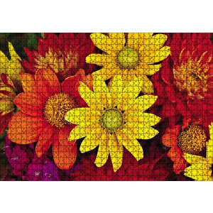 Renkli Çiçekler Puzzle Yapboz Mdf Ahşap 1000 Parça