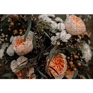 Sarı Turuncu Beyaz Çiçekler Puzzle Yapboz Mdf Ahşap 255 Parça