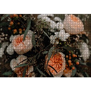 Sarı Turuncu Beyaz Çiçekler Puzzle Yapboz Mdf Ahşap 1000 Parça