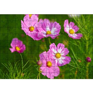 Pembe Beyaz Çiçekler Puzzle Yapboz Mdf Ahşap 120 Parça