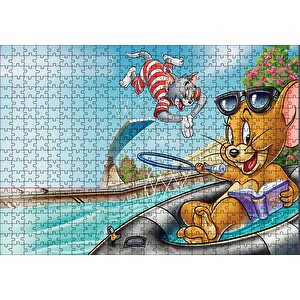 Tom Ve Jerry Fur Flying Puzzle Yapboz Mdf Ahşap 500 Parça