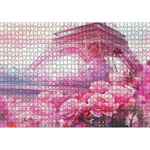 Cakapuzzle  Eyfel Kulesi Ve Pembe Güller Puzzle Yapboz Mdf Ahşap