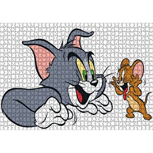 Tom Ve Jerry Beyaz Arka Plan Puzzle Yapboz Mdf Ahşap 1000 Parça