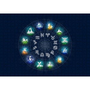 Burçlar Kuşağı Lacivert Arka Plan Puzzle Yapboz Mdf Ahşap 500 Parça