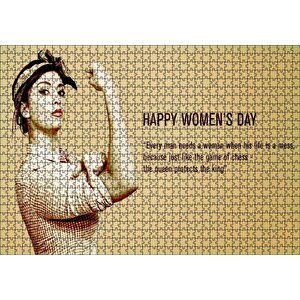 Kadınlar Günü Güçlü Kadın Görseli Puzzle Yapboz Mdf Ahşap 1000 Parça