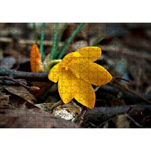 Cakapuzzle  Kütükler Arasında Sarı Çiçek Puzzle Yapboz Mdf Ahşap