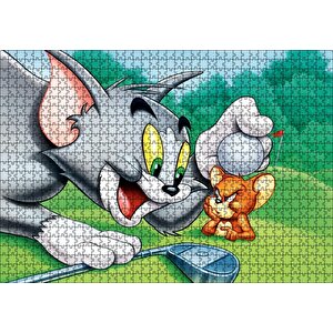 Tom Ve Jerry Golf Sahası Puzzle Yapboz Mdf Ahşap 1000 Parça