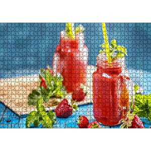 Dut Meyveli Smoothie Görseli Puzzle Yapboz Mdf Ahşap 1000 Parça