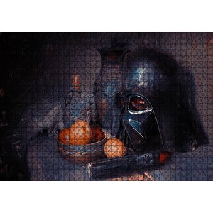 Darth Vader Kaskı Işın Kılıcı Ve Meyveler Puzzle Yapboz Mdf Ahşap 1000 Parça