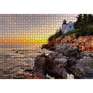 Acadia Milli Parkı'nda Günbatımı Ve Deniz Puzzle Yapboz Mdf Ahşap 1000 Parça