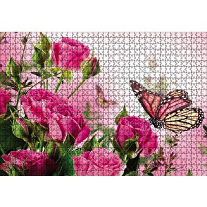 Güller Ve Kelebek Puzzle Yapboz Mdf Ahşap 1000 Parça