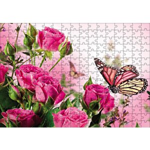 Güller Ve Kelebek Puzzle Yapboz Mdf Ahşap 255 Parça