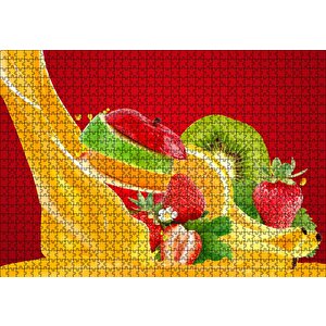 Dilimlenmiş Meyveler Ve Meyve Suyu Puzzle Yapboz Mdf Ahşap 1000 Parça